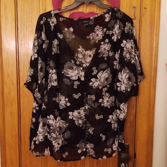 torrid Tops - Silky white and black floral top